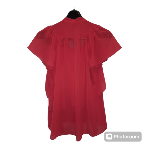 bebe Tie Front Shirt Blouse and Tank - Red Button Up 2 Piece  - Women's Size S - Picture 5 of 5